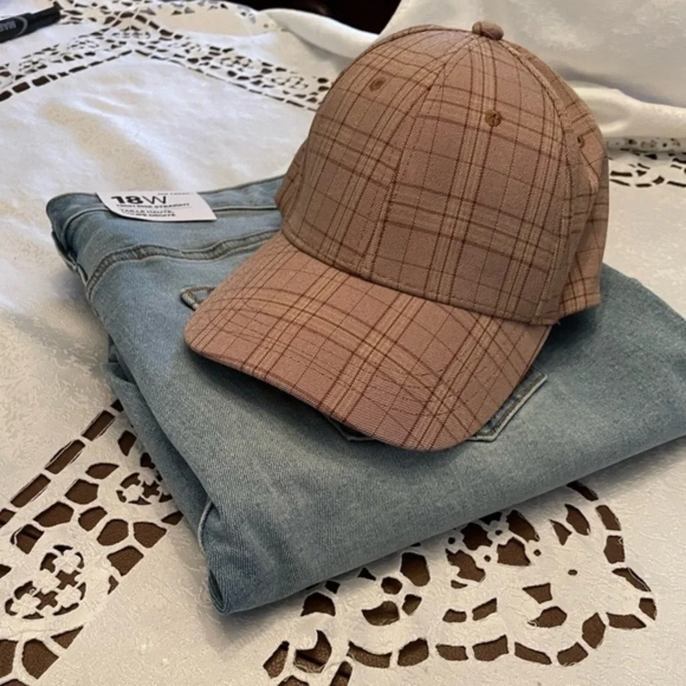 Beige Plaid Baseball Cap - Picture 8 of 10